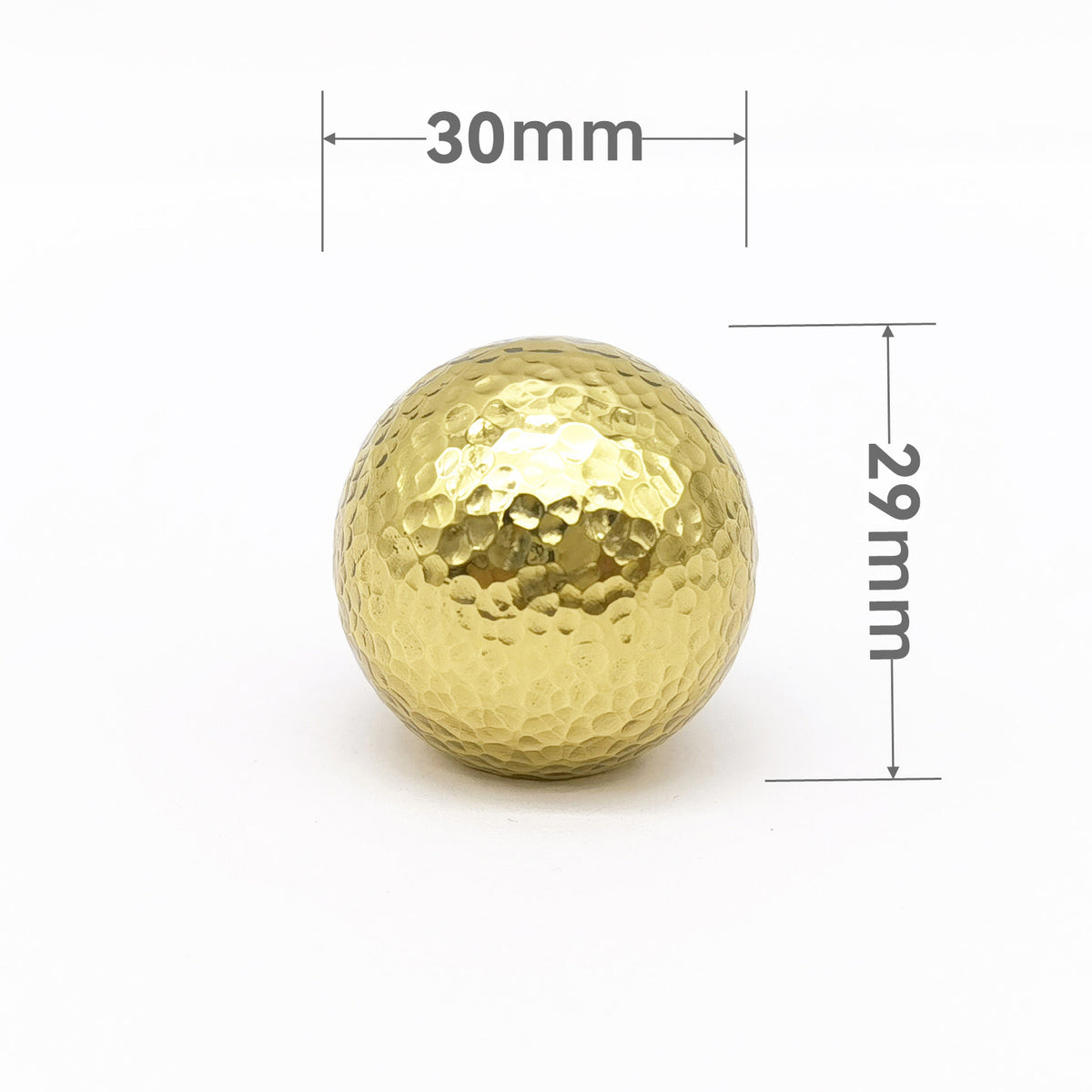 Hammered Solid Brass Round Knob – Polished Finish, 18/25/30/35 mm, Single Piece with Mounting Screws